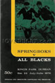 South Africa v New Zealand 1976 rugby  Programme